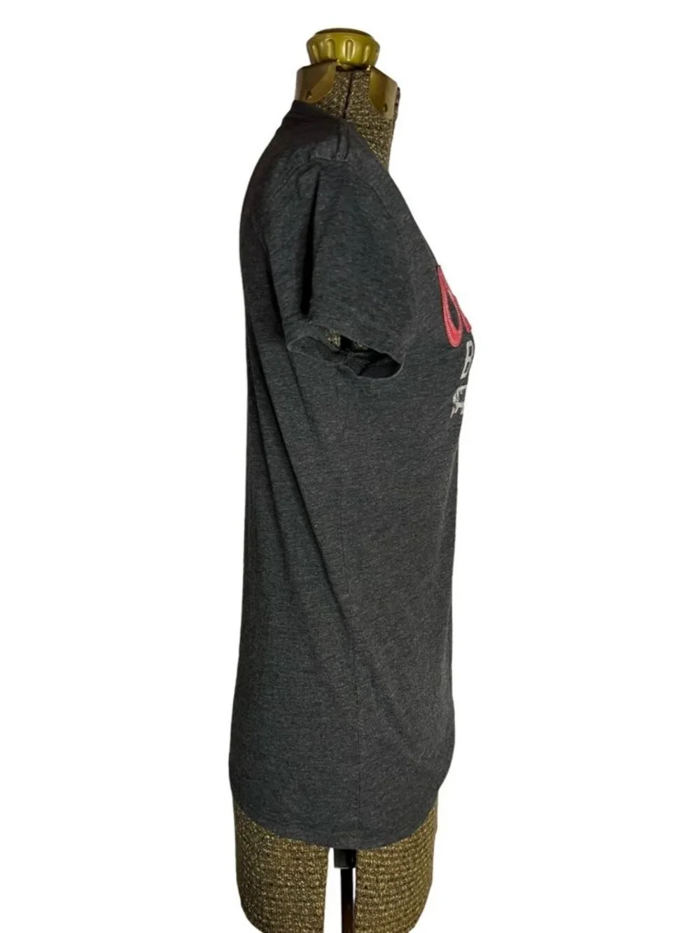 Ohio State Buckeyes Womens T-Shirt L J. America Gray Red Short Sleeve - Picture 2 of 6